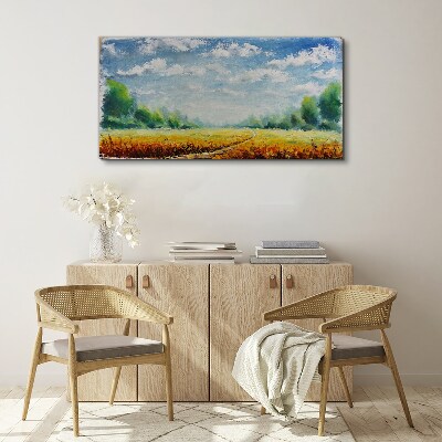 Foto op canvas Zomervelden onder een blauwe lucht