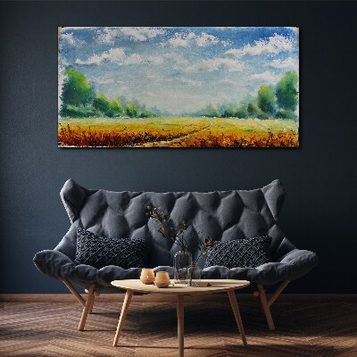 Foto op canvas Zomervelden onder een blauwe lucht