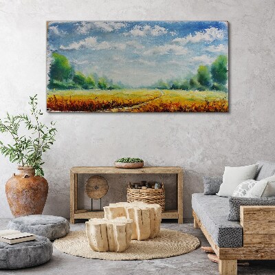 Foto op canvas Zomervelden onder een blauwe lucht