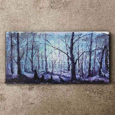 Canvas schilderij Winterbos in tinten blauw