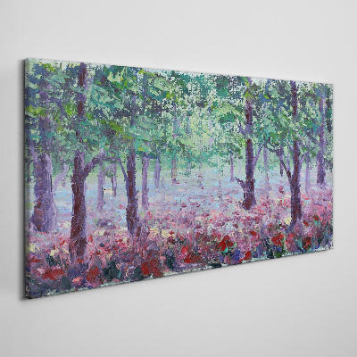 Schilderij op doek Bloemenbos in de ochtend
