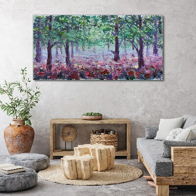 Schilderij op doek Bloemenbos in de ochtend