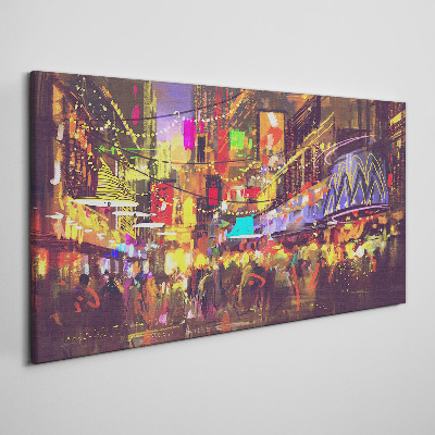 Schilderij op doek Nachtleven in de stad