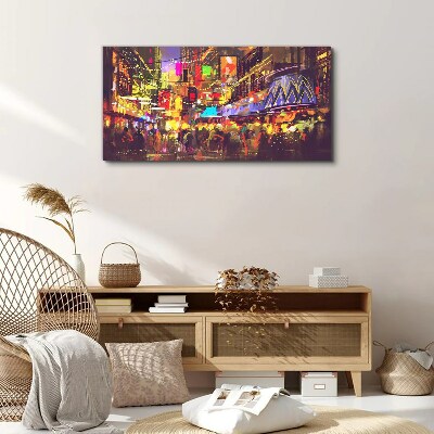 Schilderij op doek Nachtleven in de stad