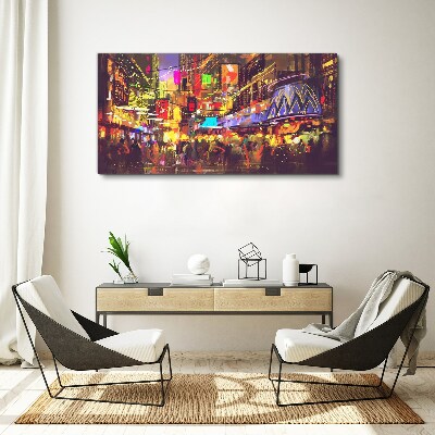 Schilderij op doek Nachtleven in de stad