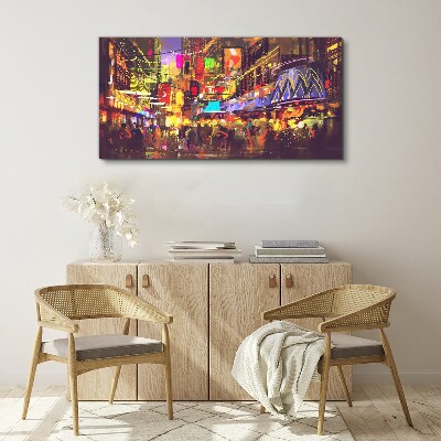 Schilderij op doek Nachtleven in de stad
