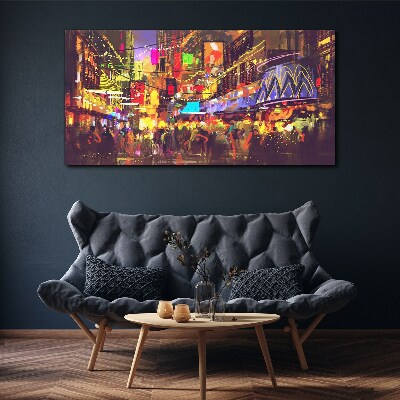 Schilderij op doek Nachtleven in de stad