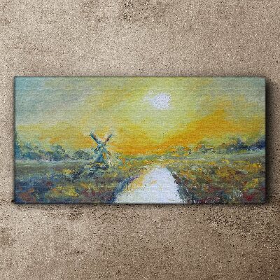 Schilderij op doek Gouden velden onder een zonnige hemel