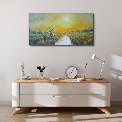 Schilderij op doek Gouden velden onder een zonnige hemel