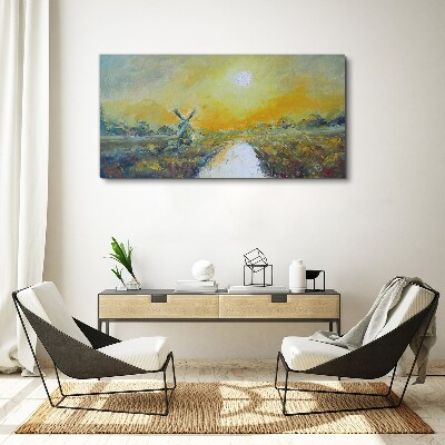 Schilderij op doek Gouden velden onder een zonnige hemel