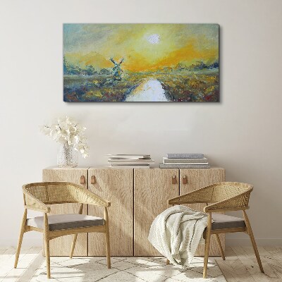 Schilderij op doek Gouden velden onder een zonnige hemel