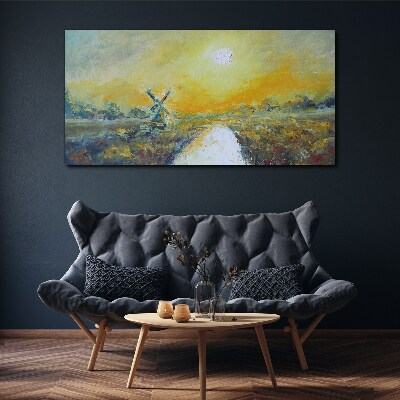 Schilderij op doek Gouden velden onder een zonnige hemel