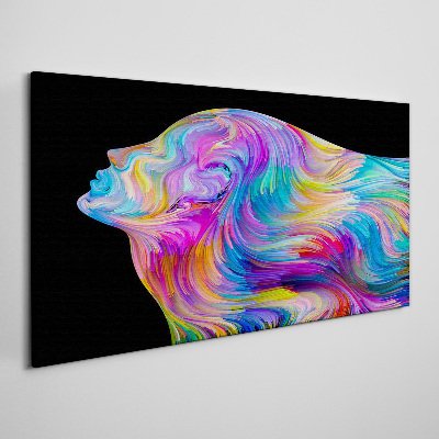 Schilderij op doek Kleurrijk silhouet van een bewegende vrouw