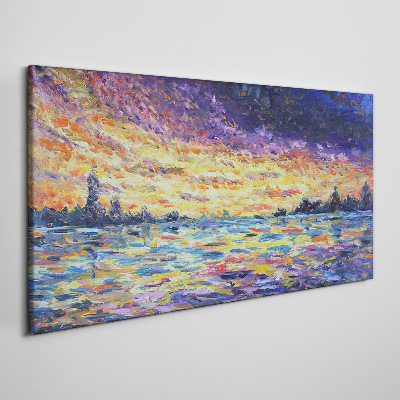 Foto op canvas Zonsondergang over het water