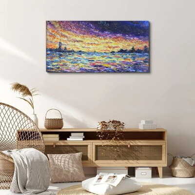 Foto op canvas Zonsondergang over het water