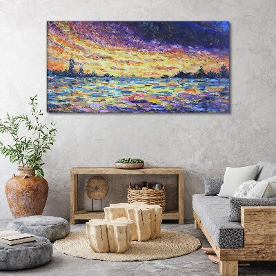 Foto op canvas Zonsondergang over het water