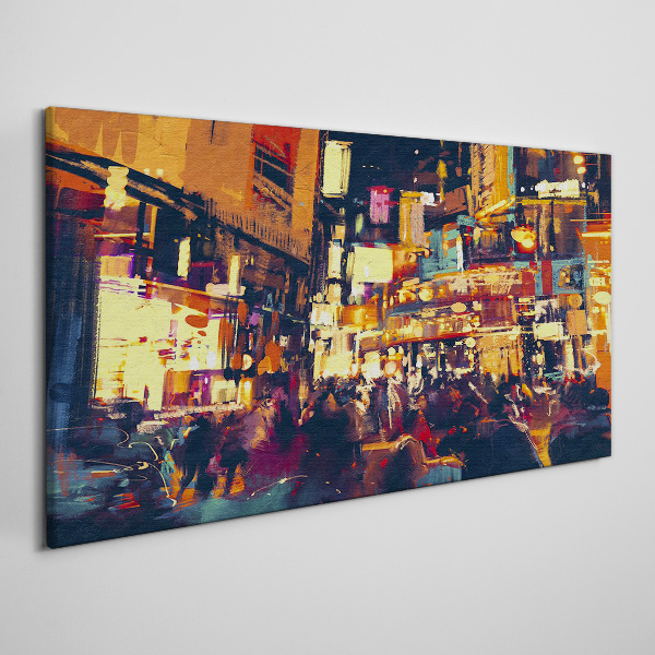 Foto op canvas De drukte van het stadsleven 's nachts