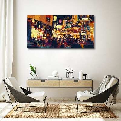 Foto op canvas De drukte van het stadsleven 's nachts