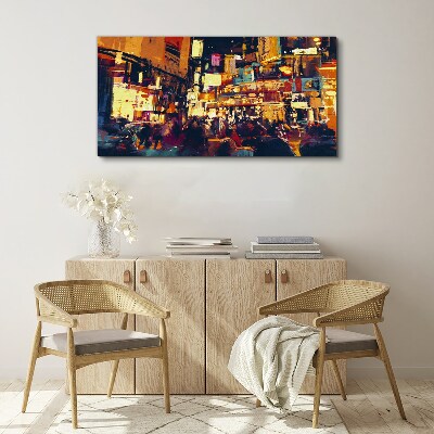 Foto op canvas De drukte van het stadsleven 's nachts