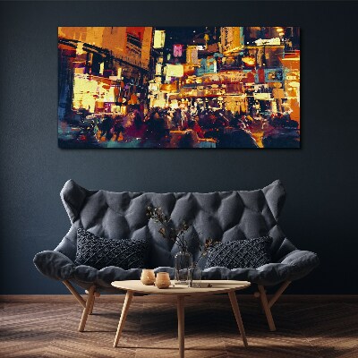 Foto op canvas De drukte van het stadsleven 's nachts