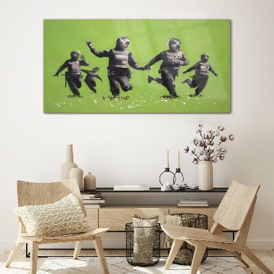 Glas foto Oproerpolitie op Banksy Field