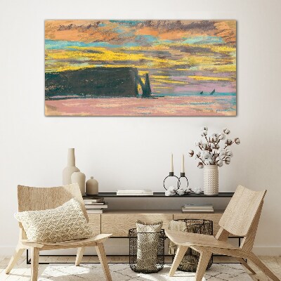 Glas foto Zonsondergang van Claude Monet