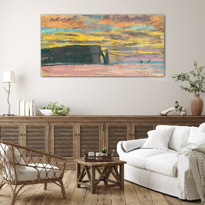 Glas foto Zonsondergang van Claude Monet