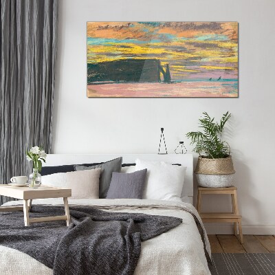 Glas foto Zonsondergang van Claude Monet