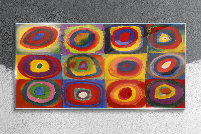 Schilderij op glas Color Studio: Vierkanten met concentrische cirkels Kandinsky