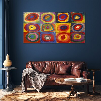 Schilderij op glas Color Studio: Vierkanten met concentrische cirkels Kandinsky