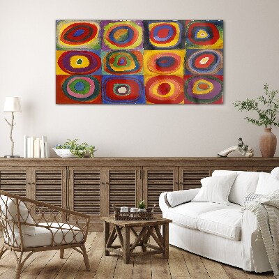 Schilderij op glas Color Studio: Vierkanten met concentrische cirkels Kandinsky