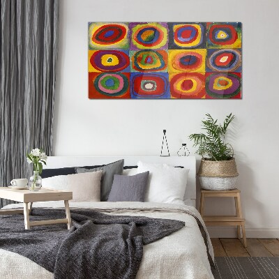Schilderij op glas Color Studio: Vierkanten met concentrische cirkels Kandinsky