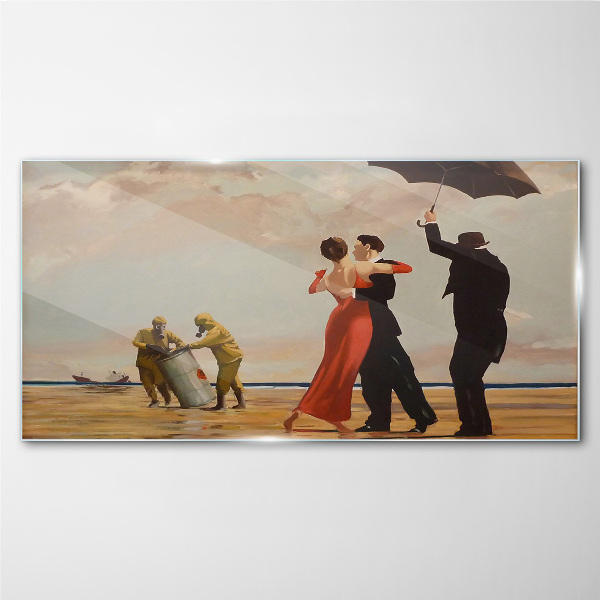 Foto op glas Romantische wandeling op het strand