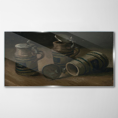 Glas foto Antieke mokken op tafel