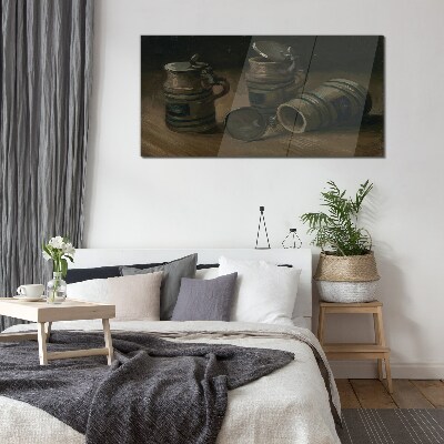 Glas foto Antieke mokken op tafel