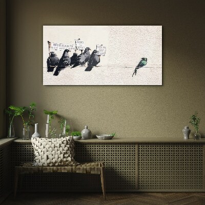 Schilderij op glas Vogels en de migratieboodschap