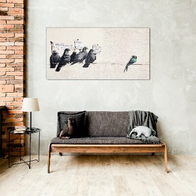 Schilderij op glas Vogels en de migratieboodschap