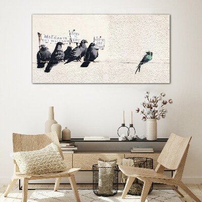 Schilderij op glas Vogels en de migratieboodschap