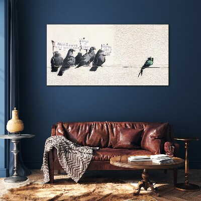 Schilderij op glas Vogels en de migratieboodschap