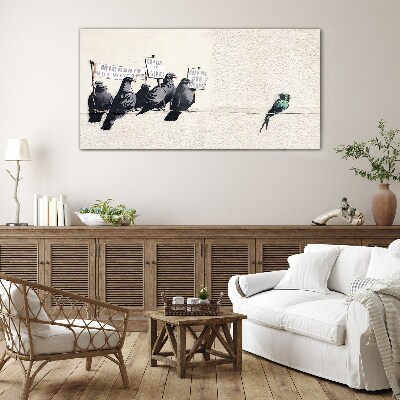 Schilderij op glas Vogels en de migratieboodschap