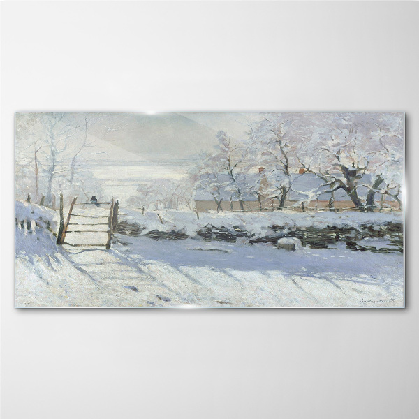 Schilderij op glas Winterlandschap met een poort