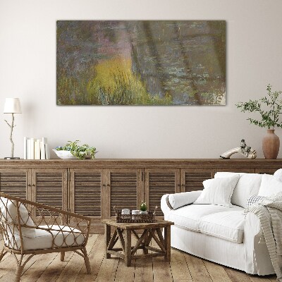 Foto op glas Gouden weerspiegeling in het water