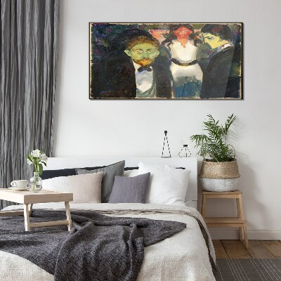 Schilderij op glas Groene gezichten in het nachtelijke landschap