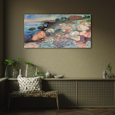 Glas foto Zeelandschap met stenen