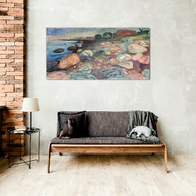 Glas foto Zeelandschap met stenen