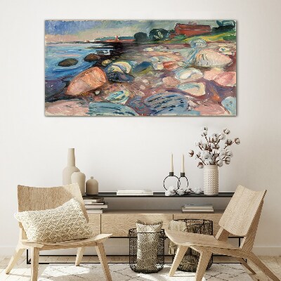 Glas foto Zeelandschap met stenen