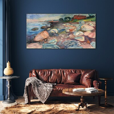 Glas foto Zeelandschap met stenen