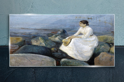 Schilderij op glas Reflecties op de kust