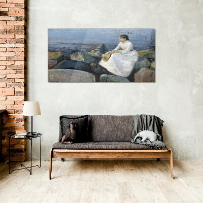 Schilderij op glas Reflecties op de kust