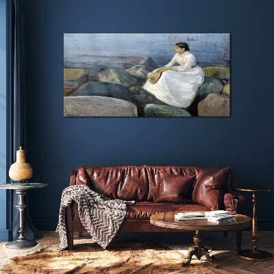 Schilderij op glas Reflecties op de kust